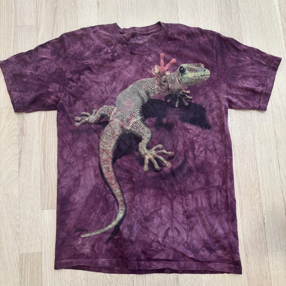 The Mountain Gecko T-Shirt Unisex Small Purple Tie Dye Excellent Graphic Tee